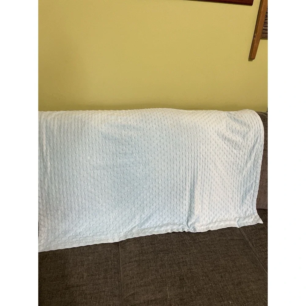 Light Blue Solid Minky Dot Infant Blanket‎ 28